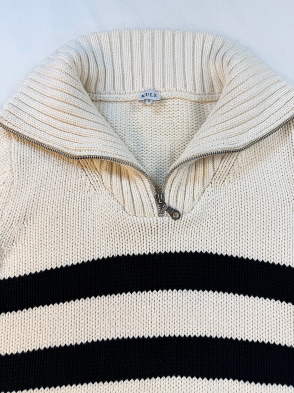Kule The Matey Black & Cream Striped Cotton Knit Sweater Small EUC - Picture 6 of 12